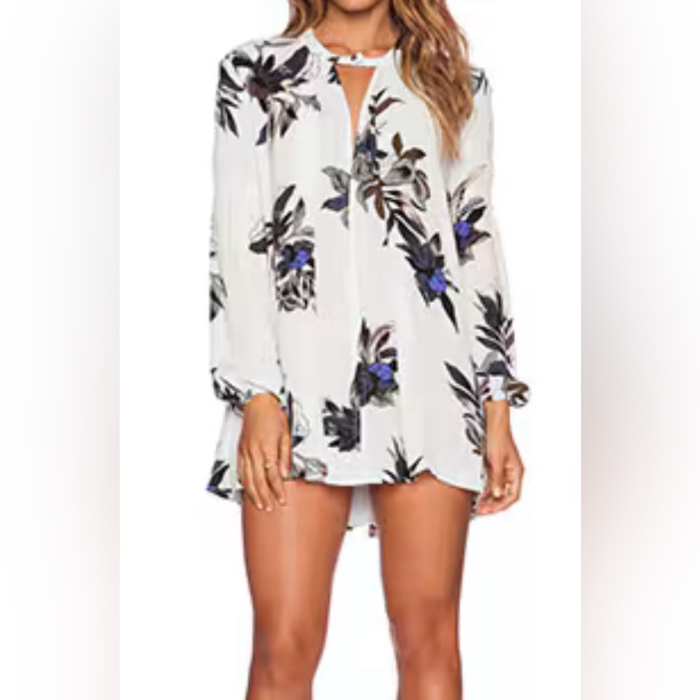 Free People Tree Swing Floral Print Long Sleeve Tunic Dress.